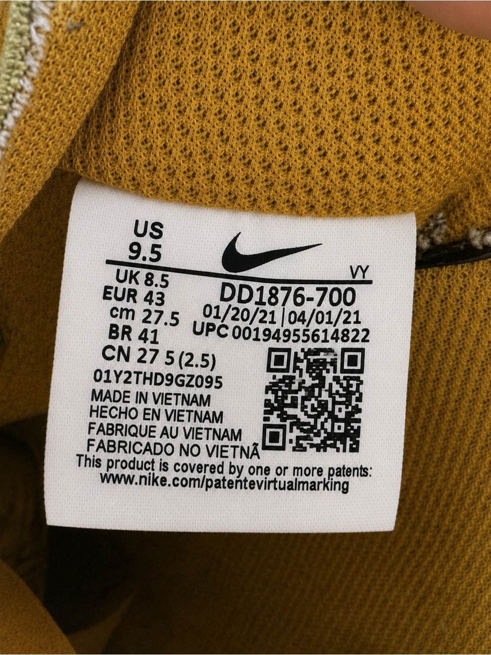 OFF-WHITE X NIKE AIR FORCE 1 LOW GOLD LEMONADE SIZE 9.5 - Picture 4 of 7
